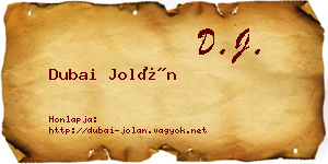Dubai Jolán névjegykártya